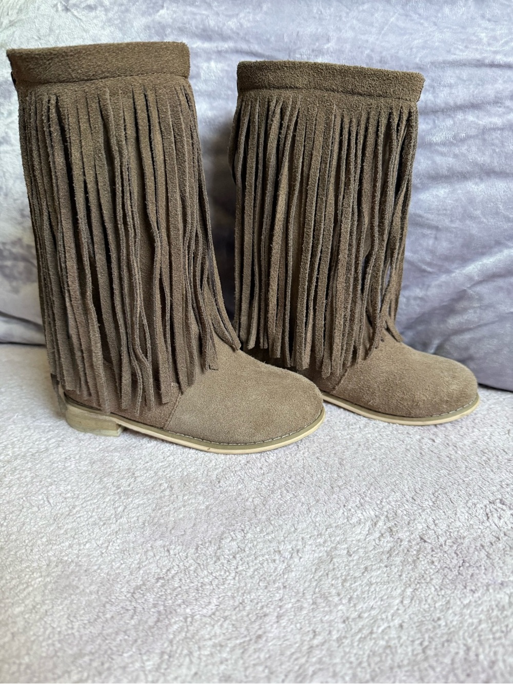 Joyfolie Kids Brown Suede Fringe Boots